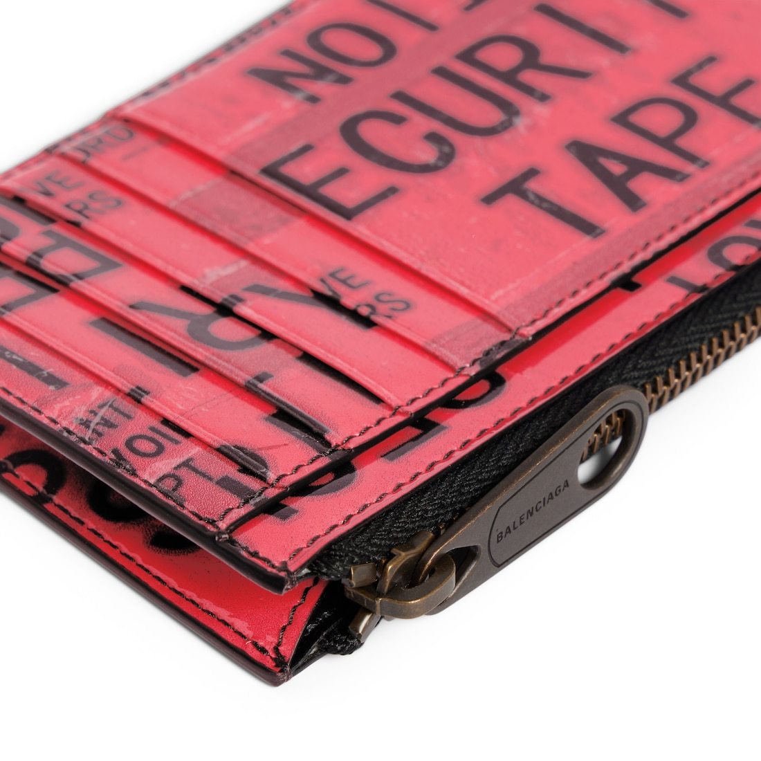 Balenciaga Men's Tape Type Long Coin And Card Holder In Black/red In Multi