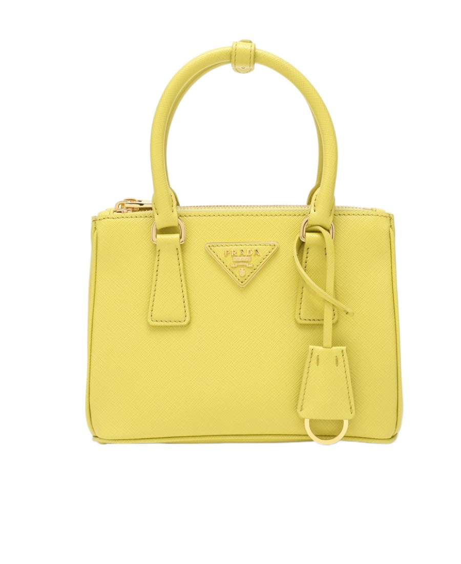 Prada Mini Galleria Saffiano Leather Bag In Gelb