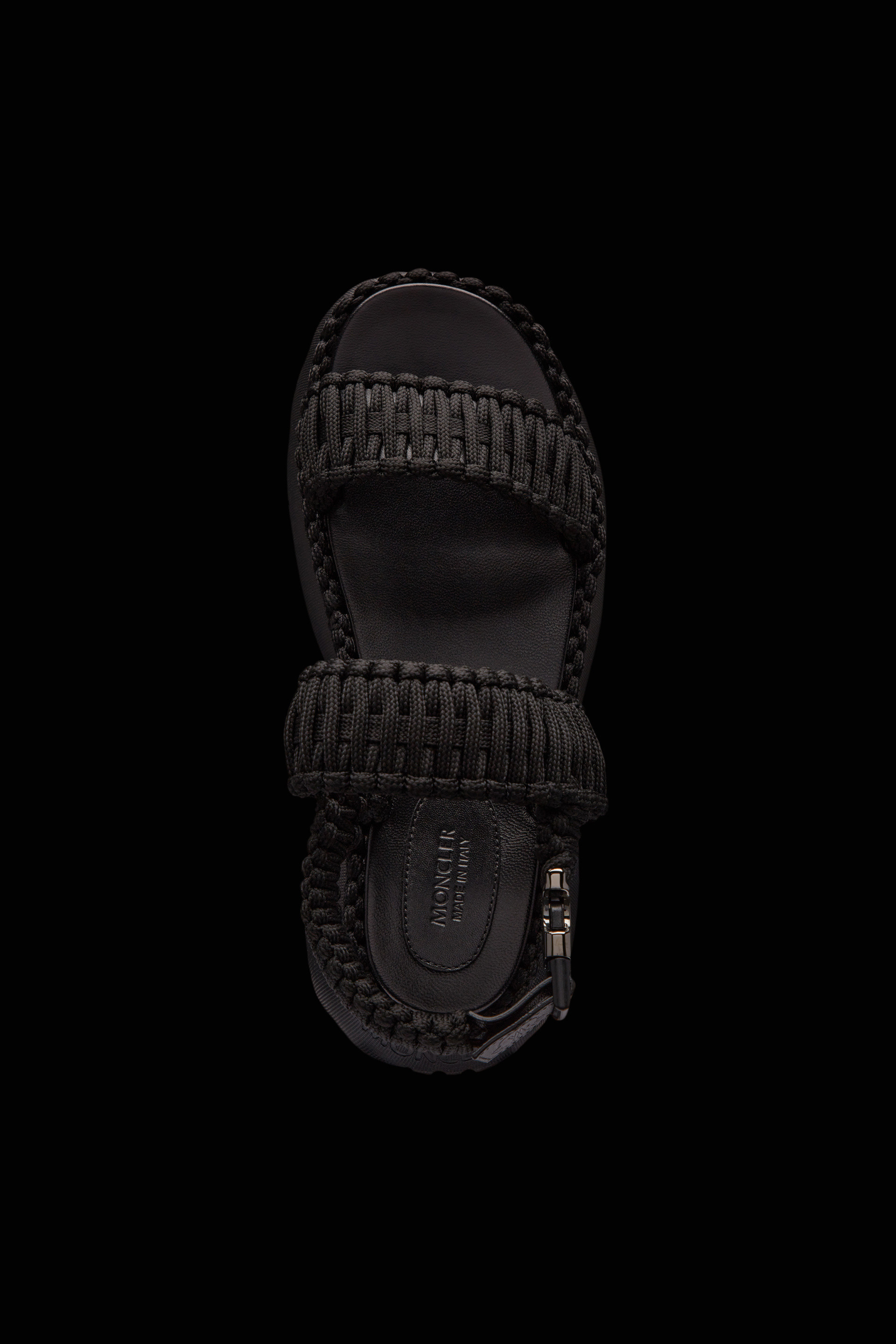 Shop Moncler Belay Woven Sandals In Black
