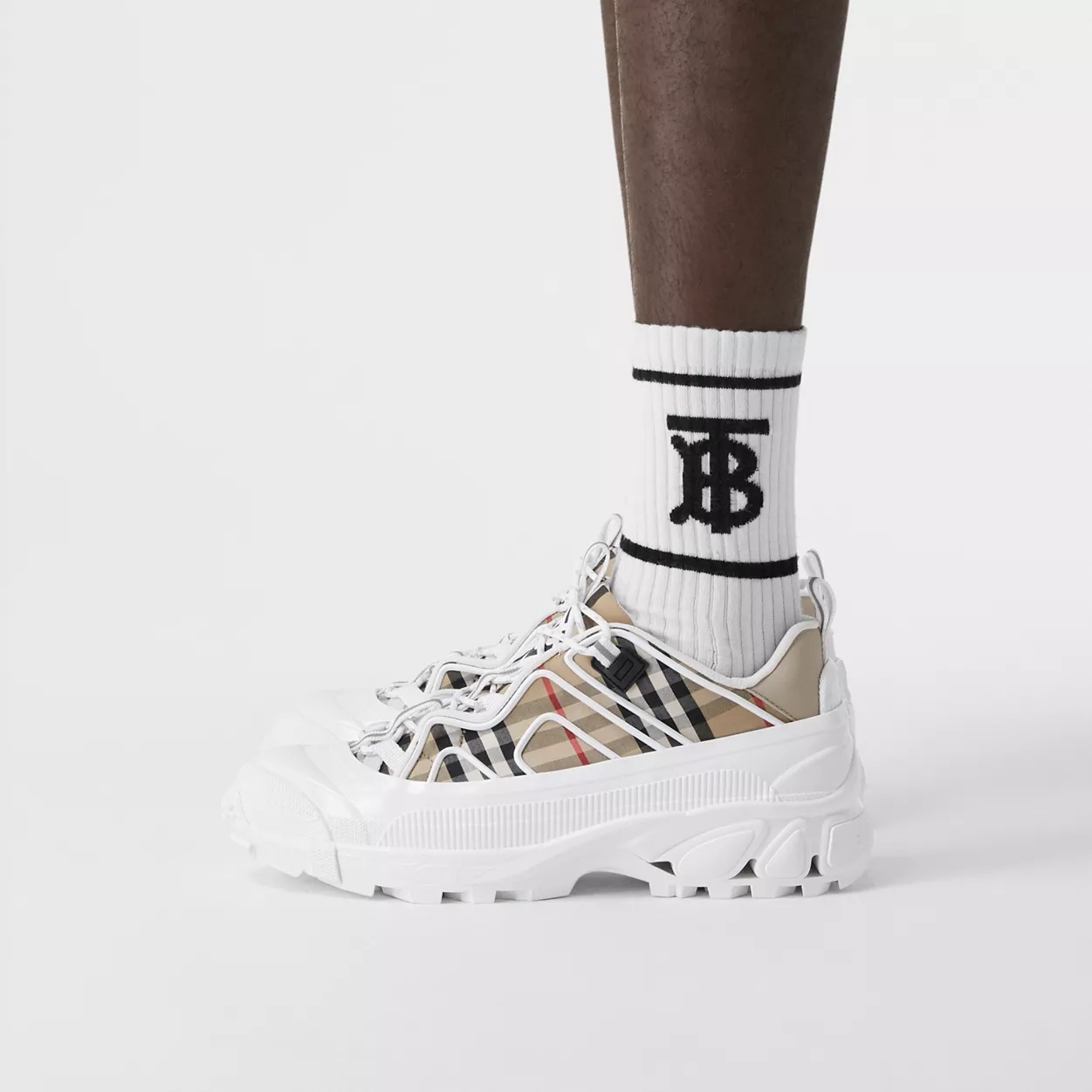 Burberry Arthur Vintage Check Sneakers In White