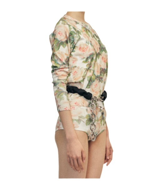 Simone Rocha Shrunken Floral Knit Jumper In Brown