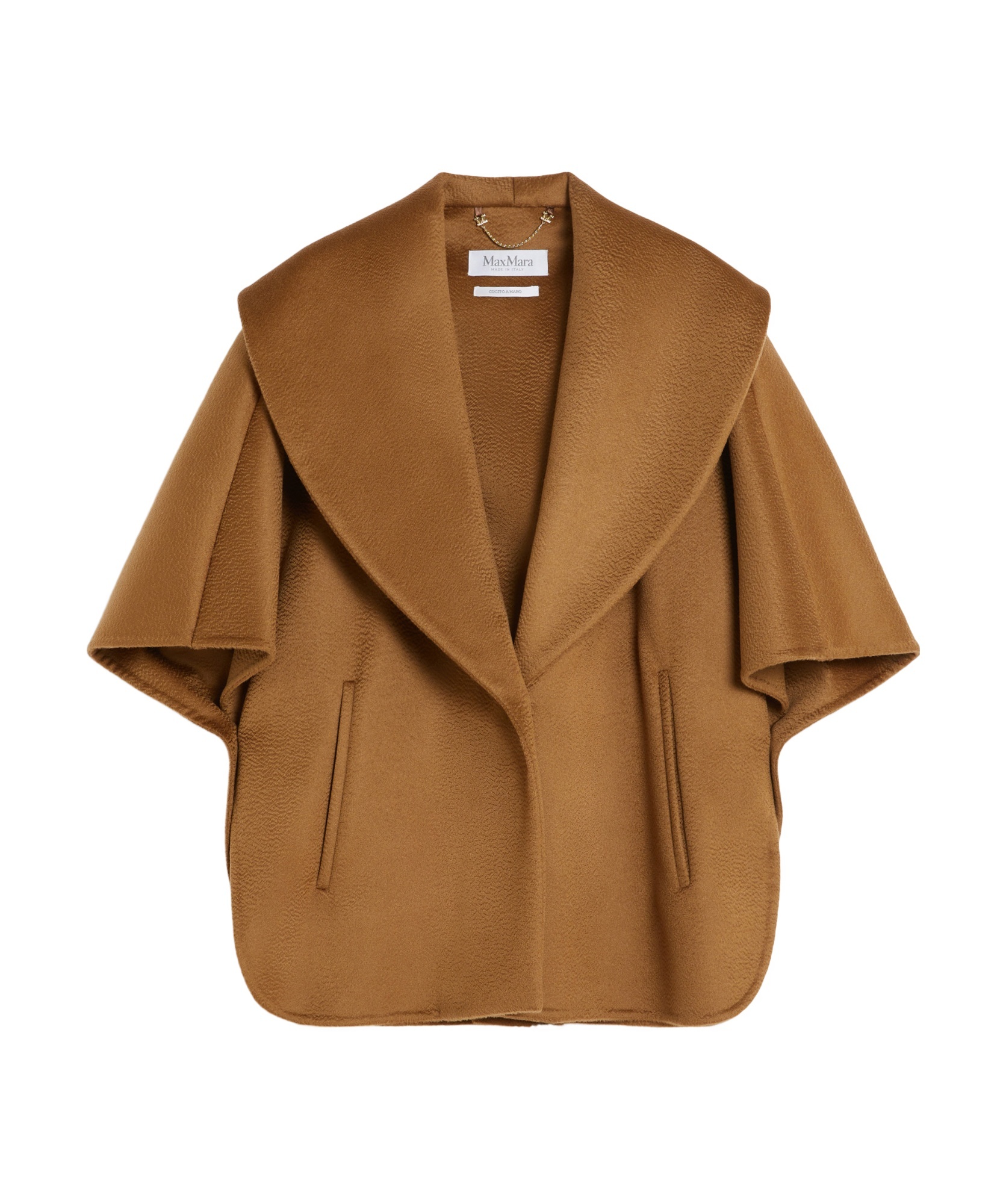 Max Mara Short-sleeved Cashmere Cape In Hazelnut Brown