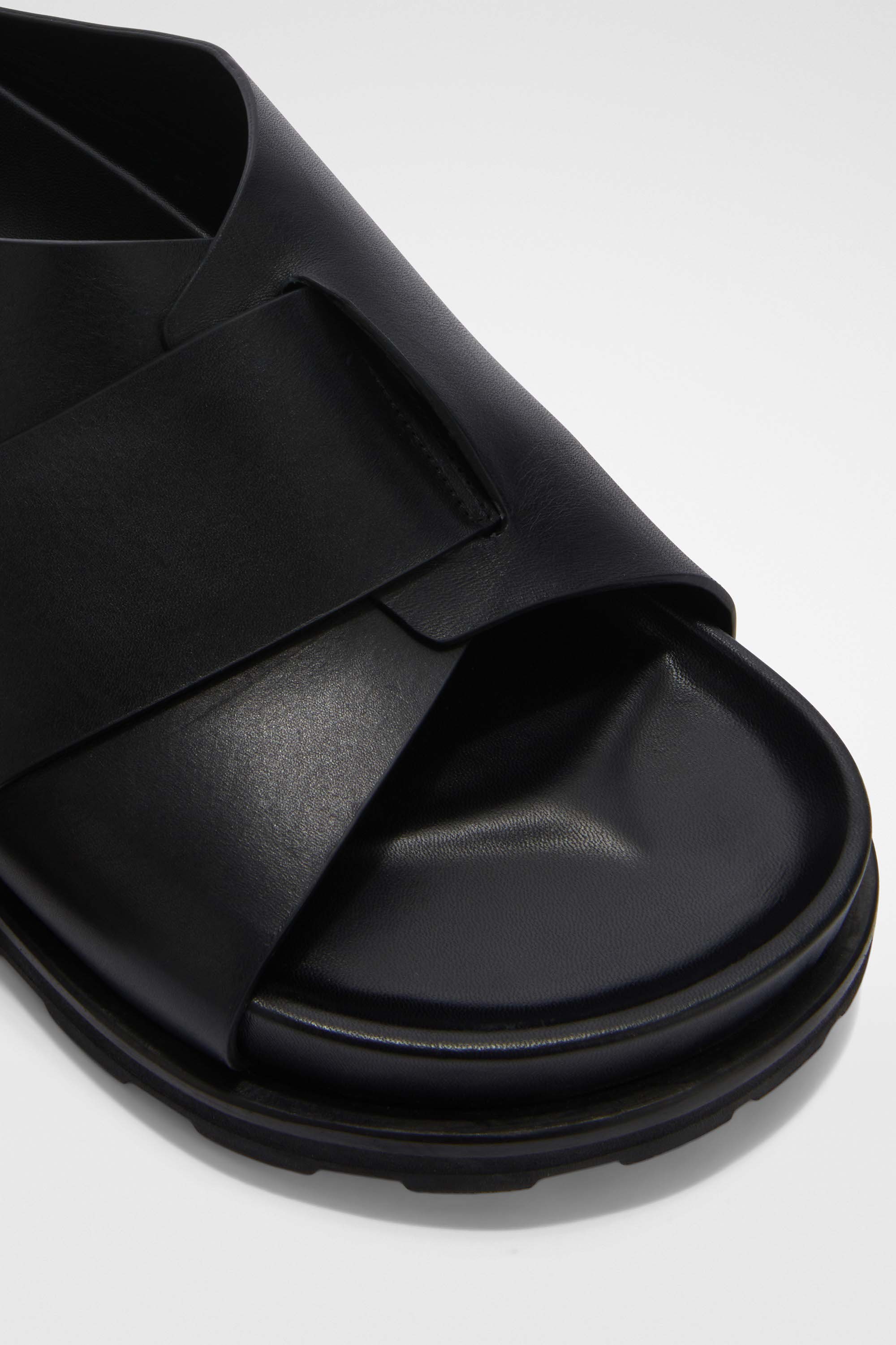 Jil Sander Platform Leather Slides In Black