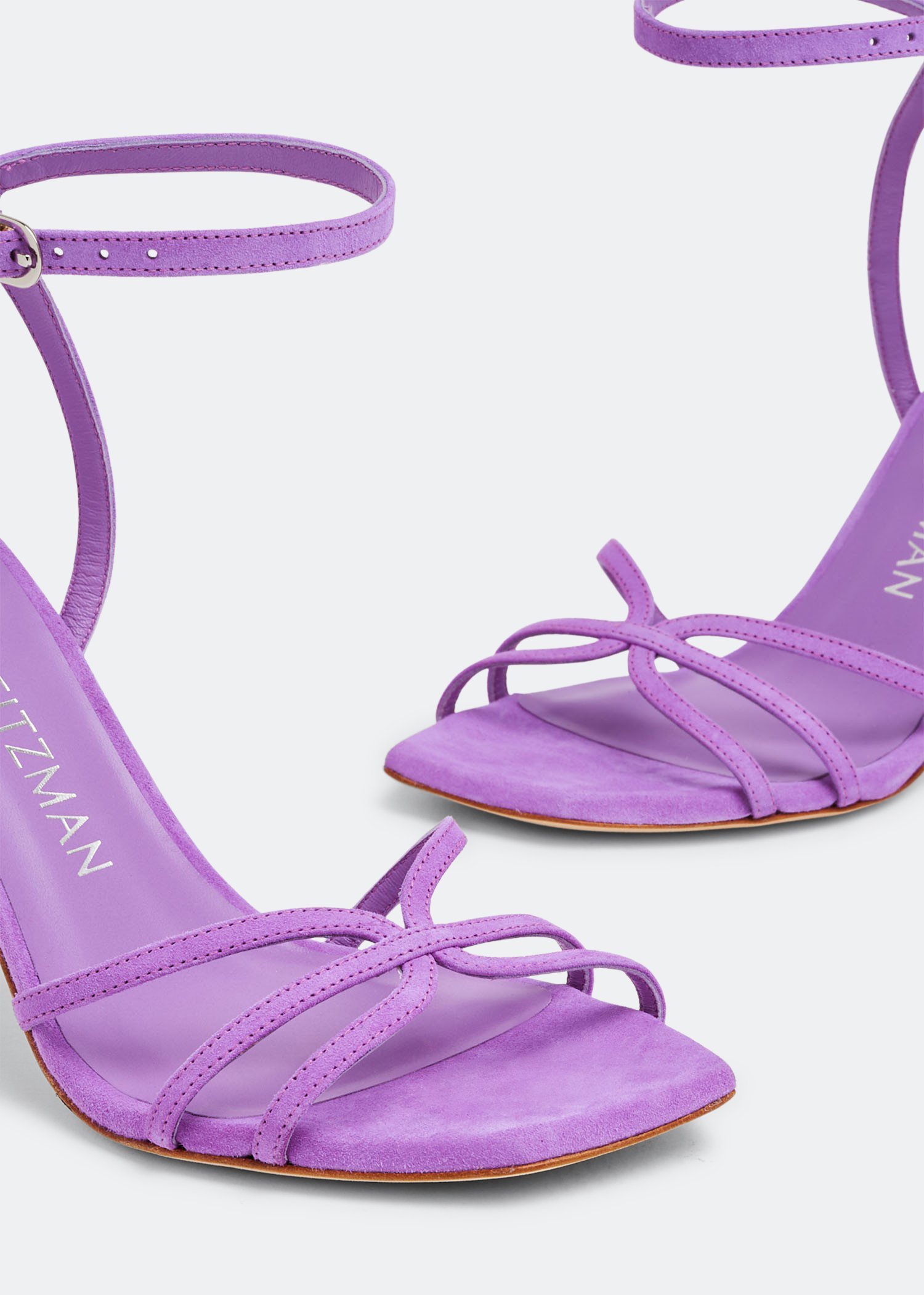 Stuart Weitzman Lilac Suede Barelythere 100 Sandals In Purple