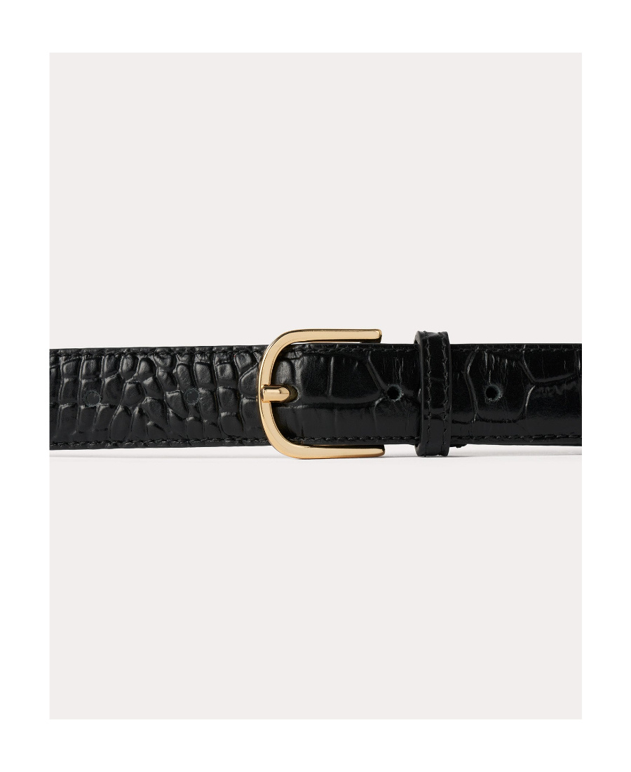 Totême Crocodile-effect Wrap Leather Belt In Black
