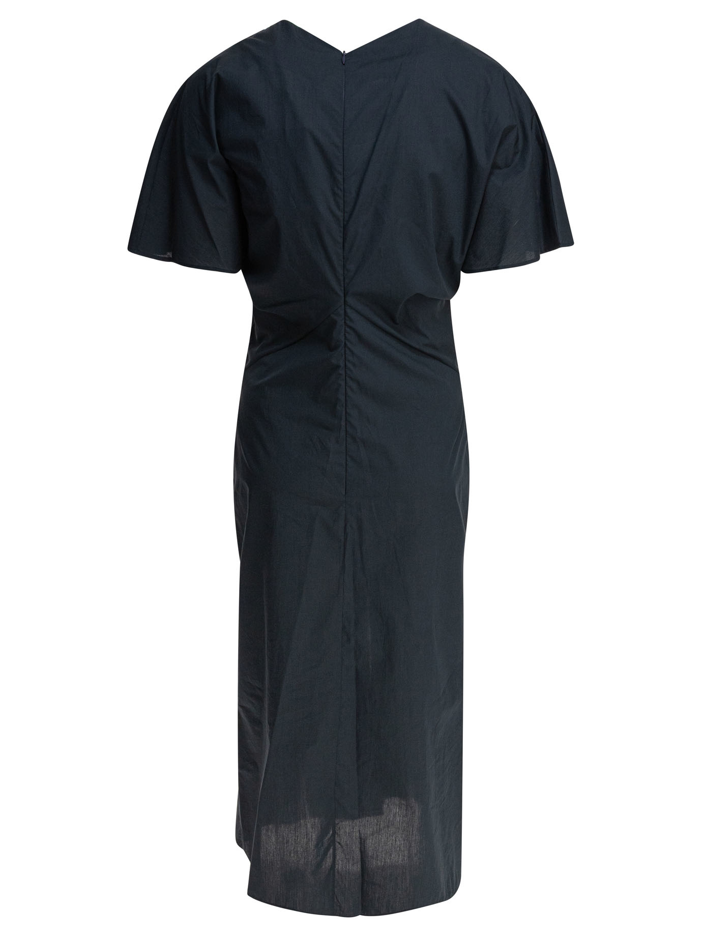 Soeur Draped Detail Short Sleeves V-neck Back In Blue