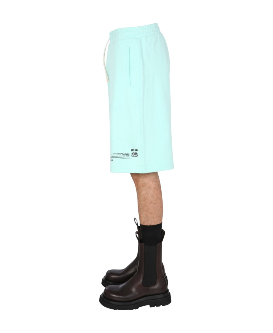 Msgm Fantastic Green Bermuda In Blue