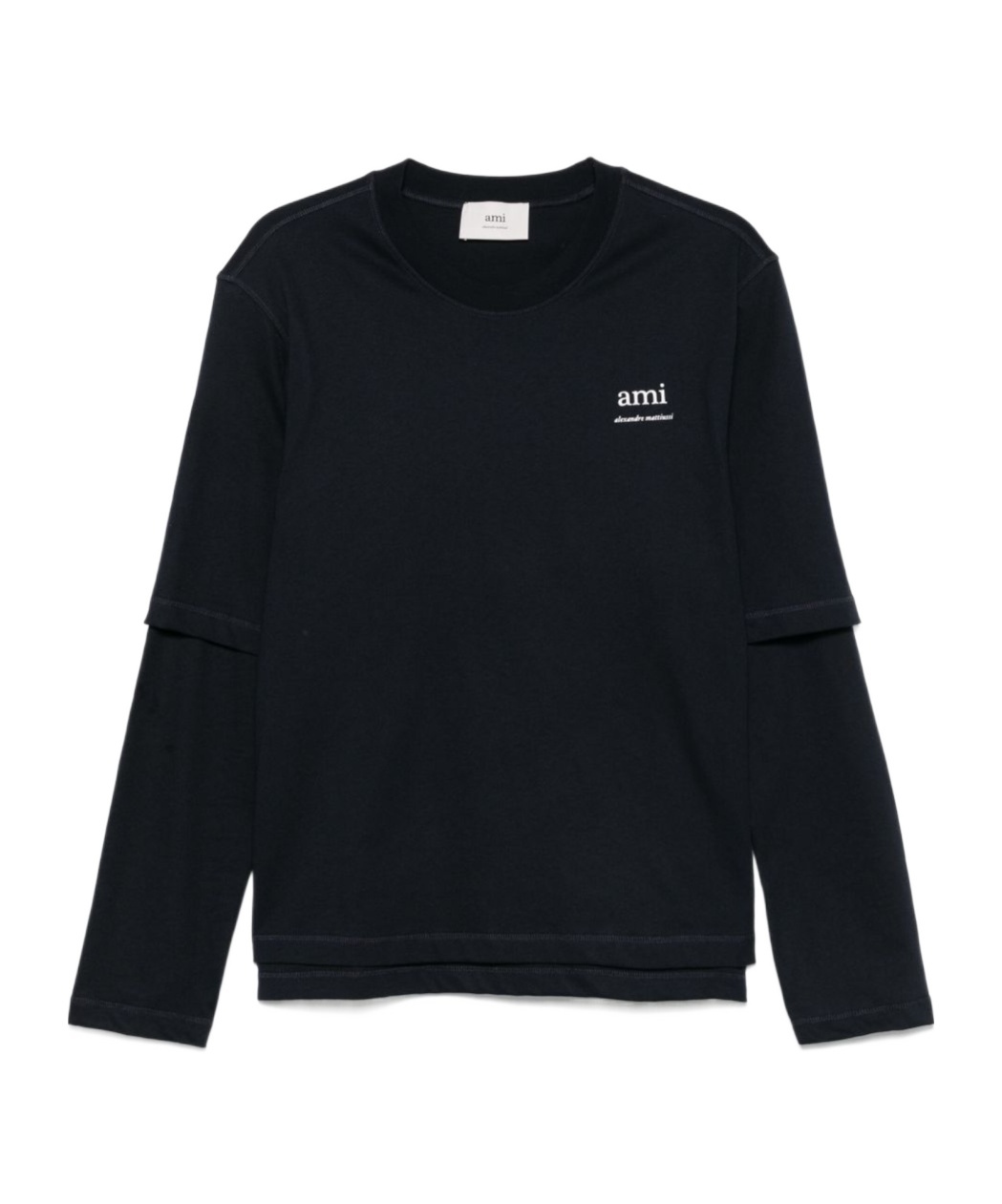 AMI ALEXANDRE MATTIUSSI AMI PARIS LOGO PRINTED CREWNECK T-SHIRT