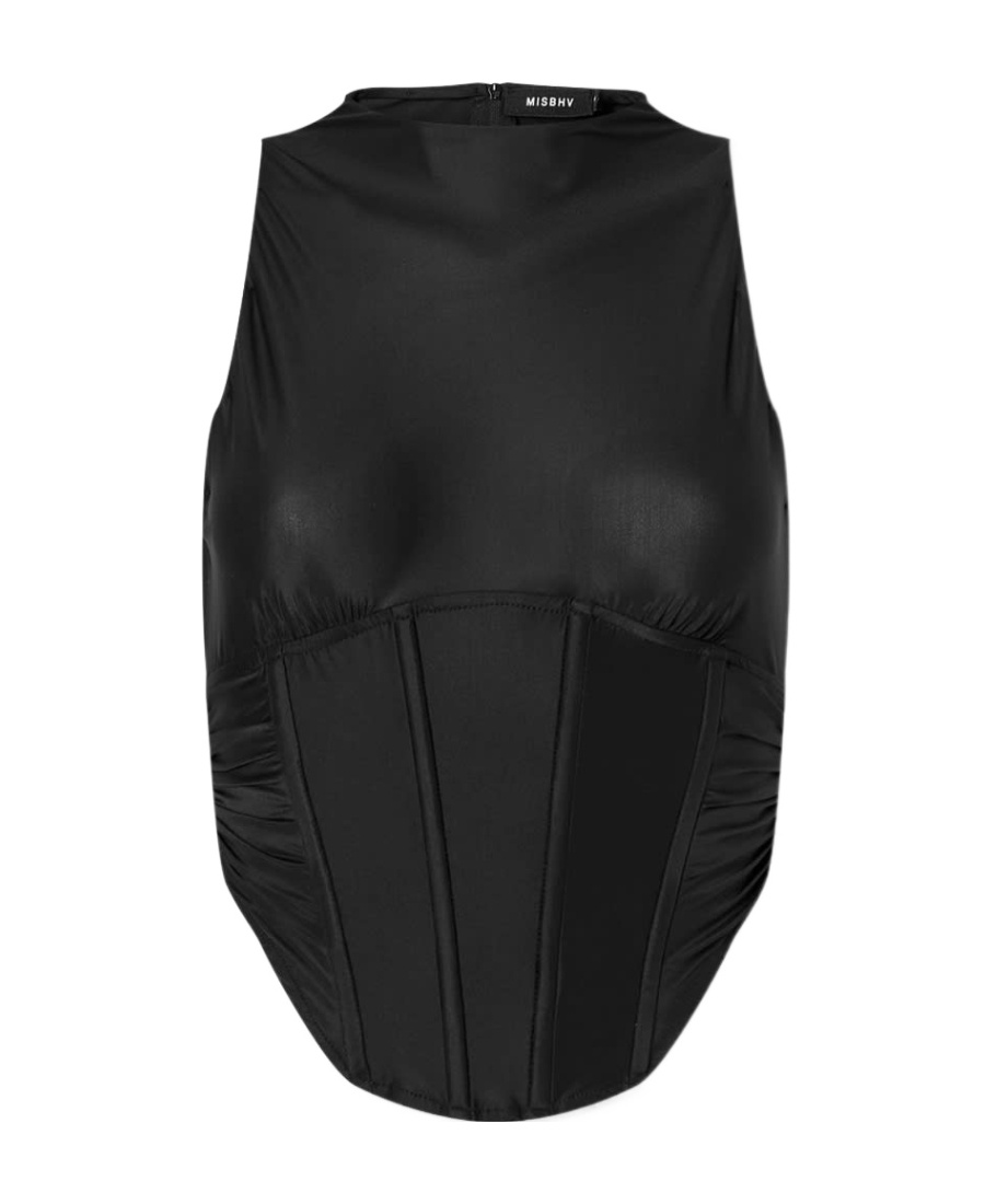 Misbhv Ruched Corset Top In Nude