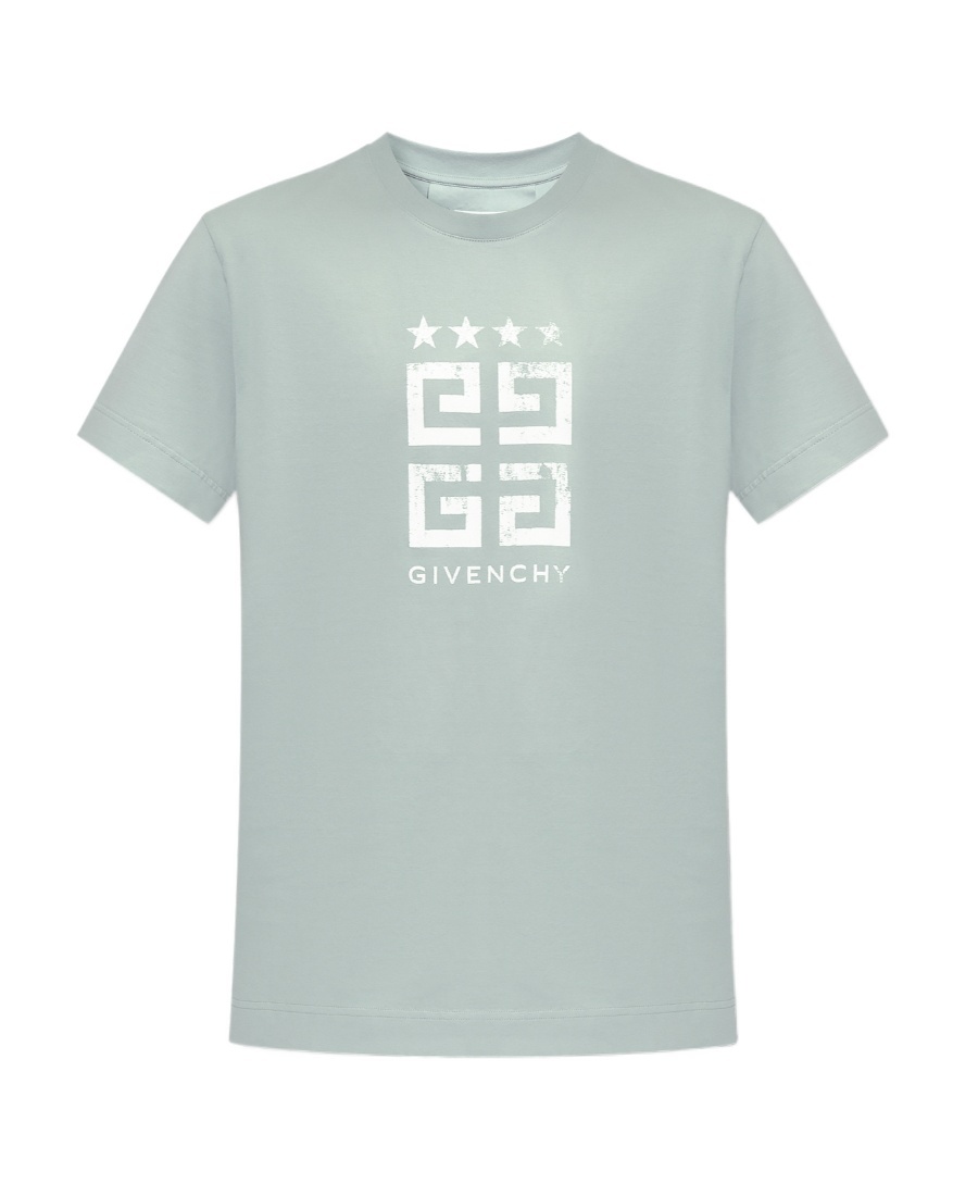 Givenchy Mineral Blue Cotton T-shirts And Polos In Blue