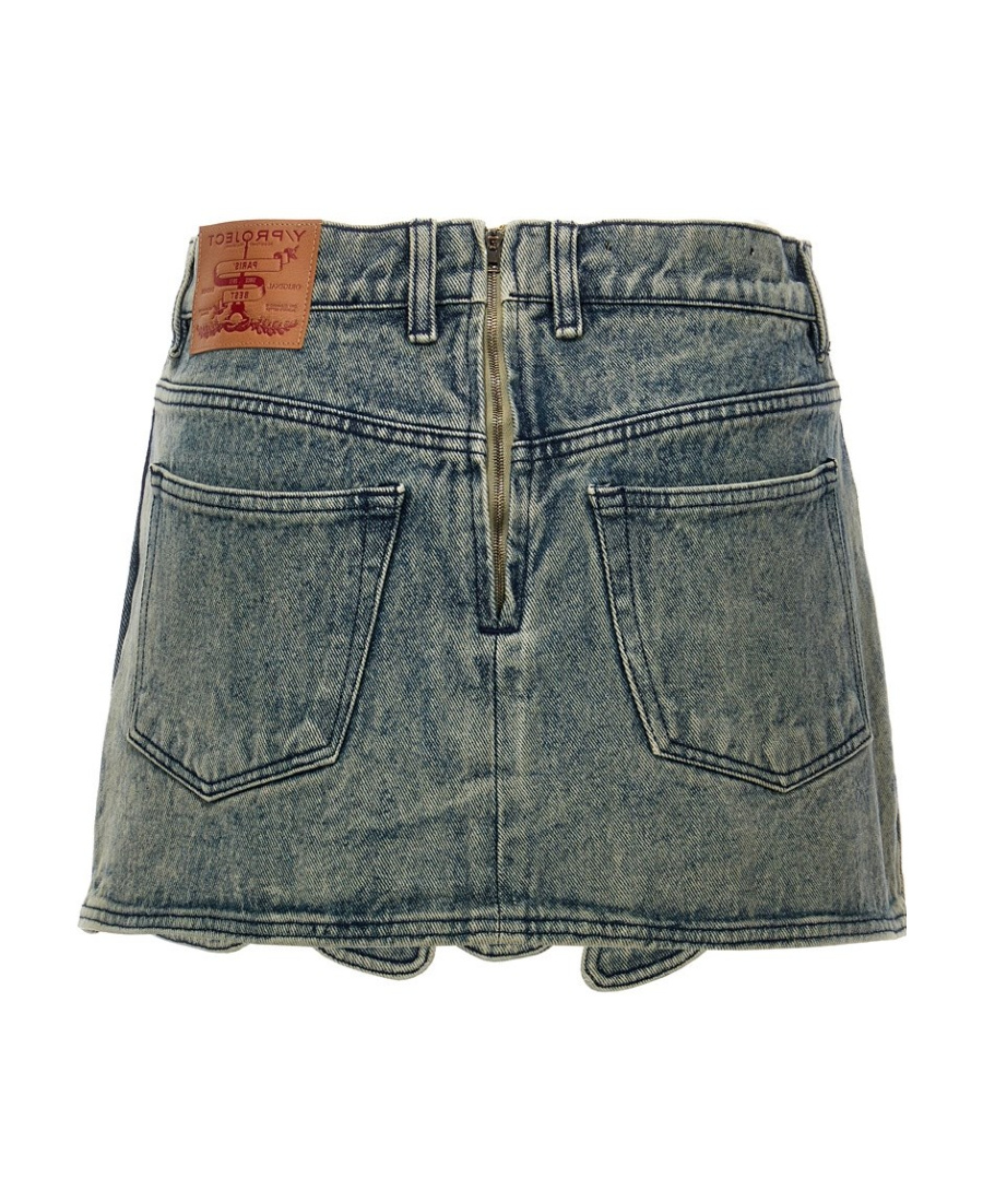 Y/project Beige Tudor Denim Miniskirt In Gray