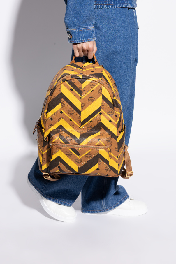 Mcm Rivet Decoration Backpack In Brown