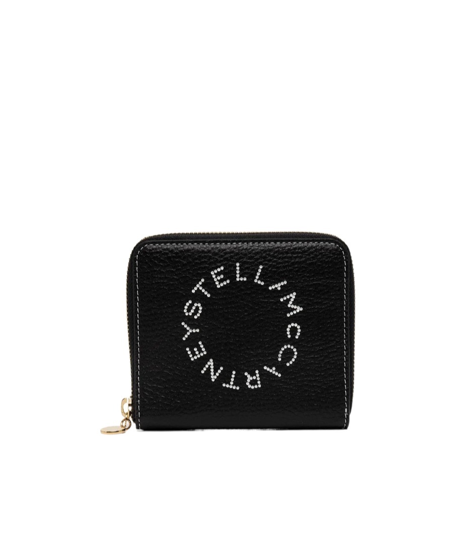 Stella Mccartney Logo Detailed Zip-up Card Holder In Gray