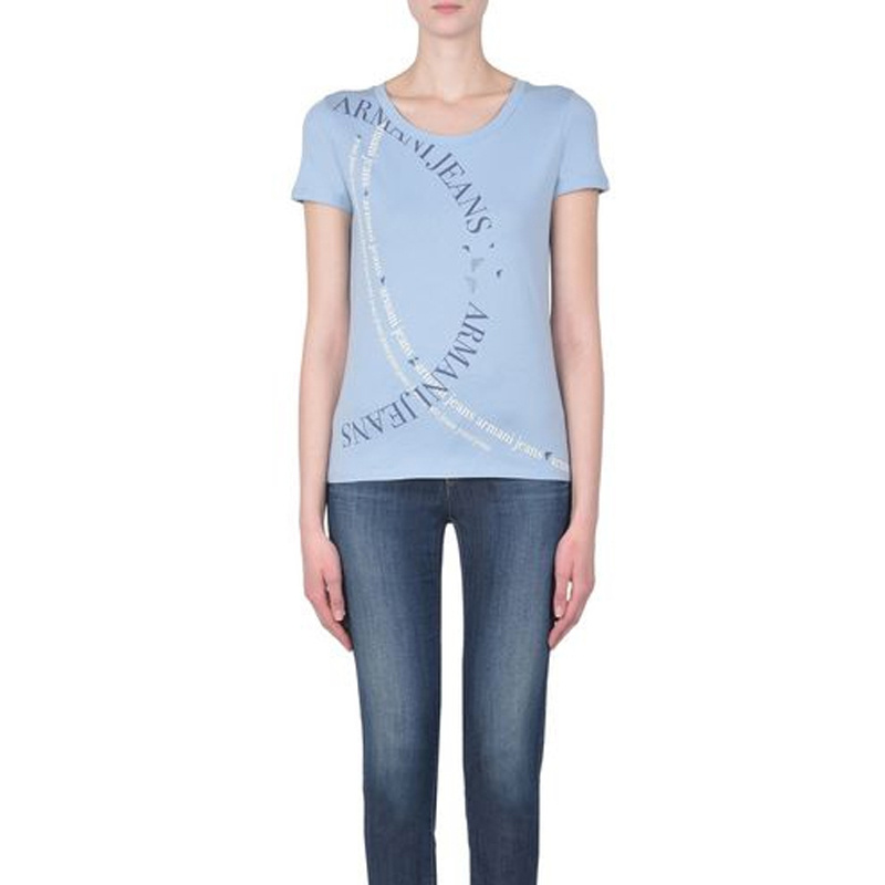 Shop Armani Jeans Logo Printed T-shirt In Blue