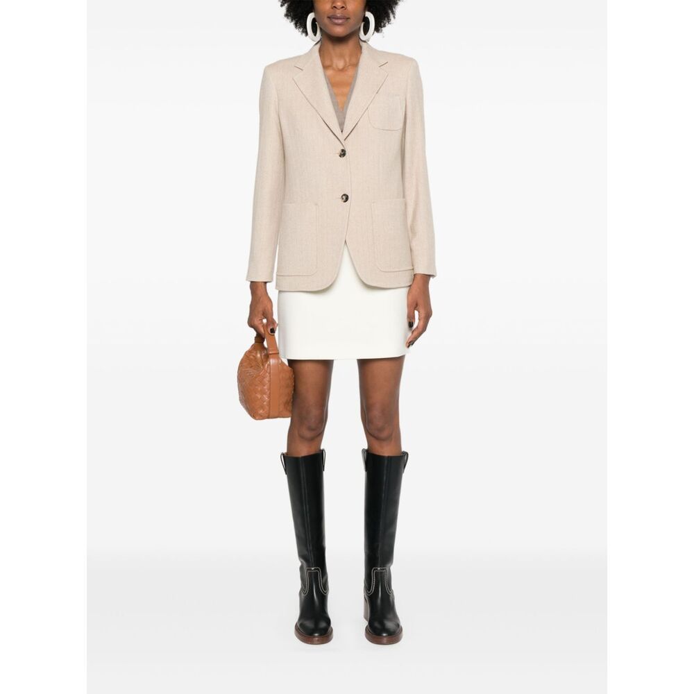 Shop Max Mara Long-sleeved Suit Coat In Nude
