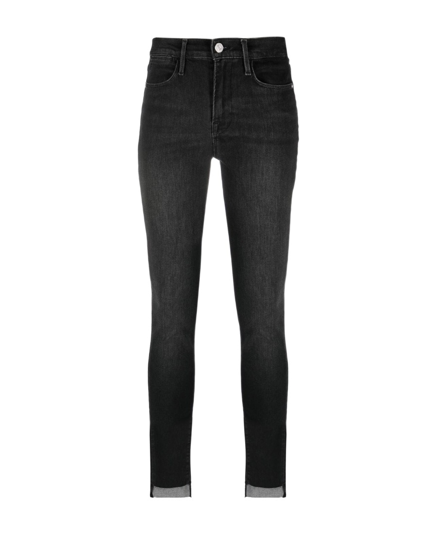 Frame 24 Hour Cropped High-rise Skinny Jeans In Black