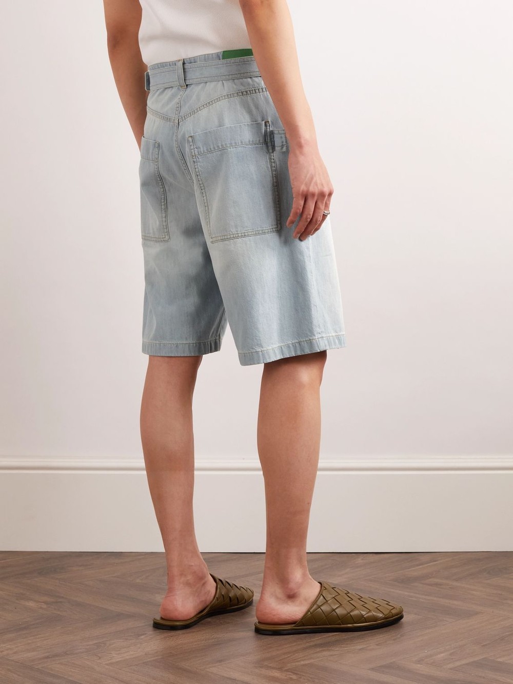 BOTTEGA VENETA LIGHT BLEACHED DENIM SHORTS