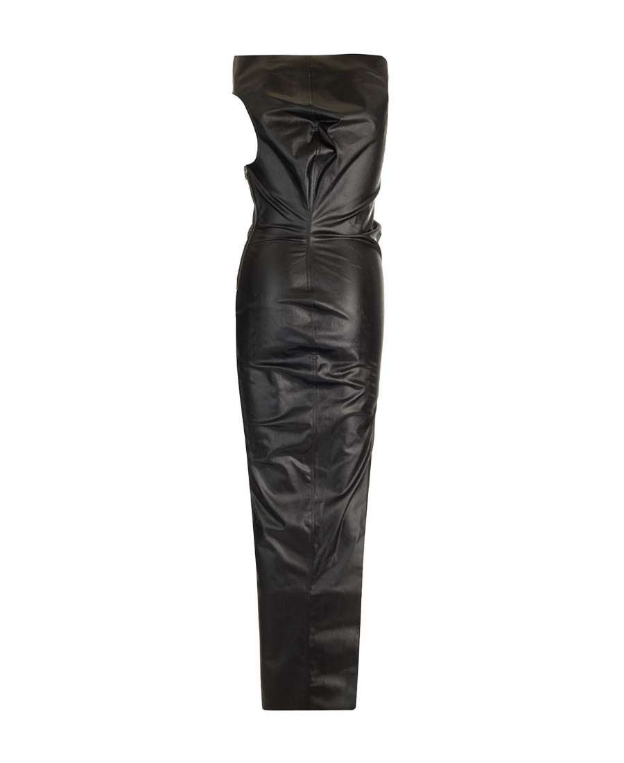 Rick Owens Coated One-shoulder Maxi Dress In Black