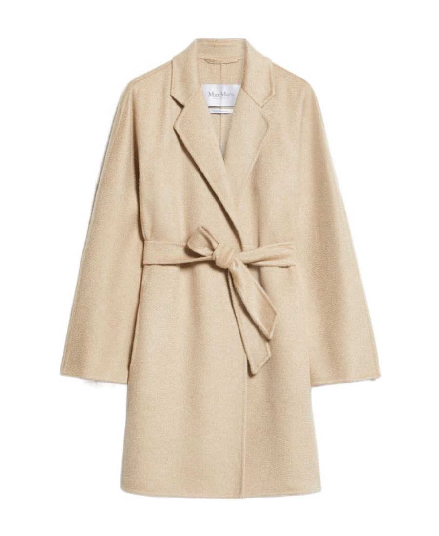 Max Mara Short Wrap Coat In Cashmere In Nude