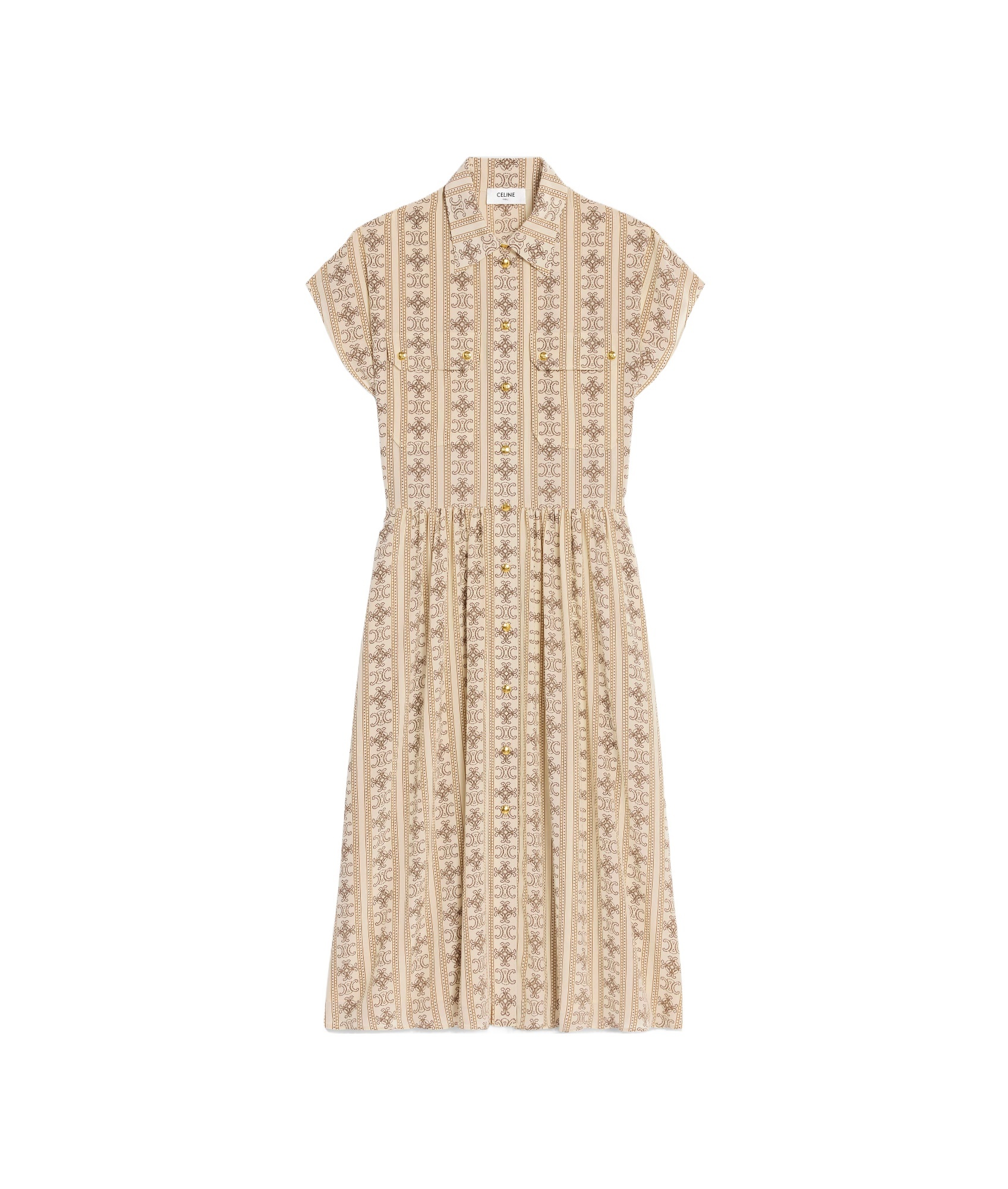 Celine Crepe Chine Work Dress In Nude