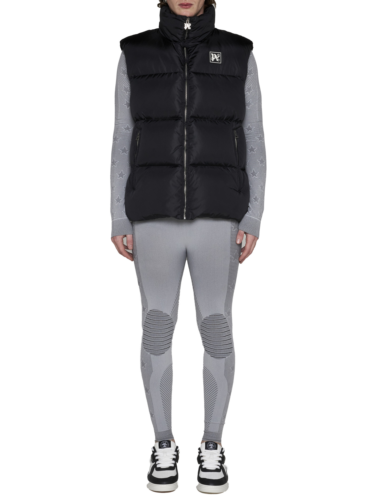 Palm Angels Ski Quilted Nylon Down Vest In Black