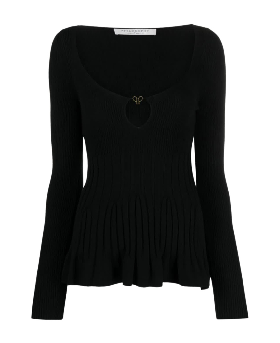 Philosophy Di Lorenzo Serafini Logo-plaque Ribbed-knit Top In Black