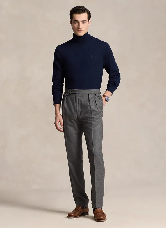 Polo Ralph Lauren Turtleneck Black Wool Long Sleeve Pullover In Black