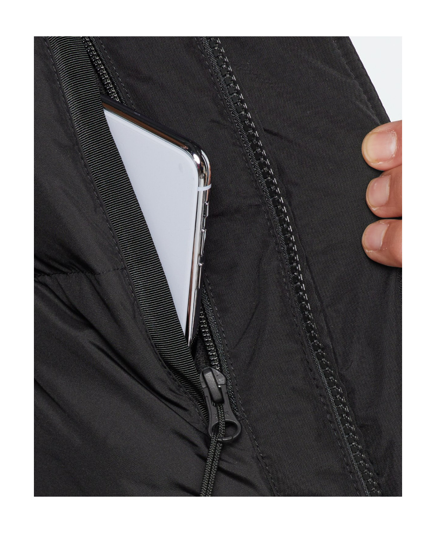 The North Face Logo Zipper Down Jacket In Black