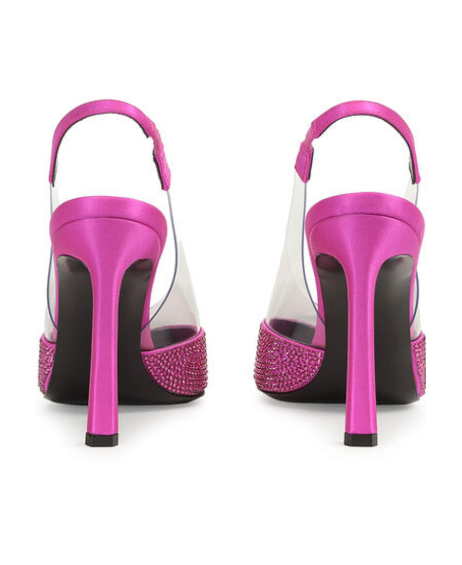 Sergio Rossi X Evangelie Smyrniotaki Satin & Vinyl Slingback Pump In Pink