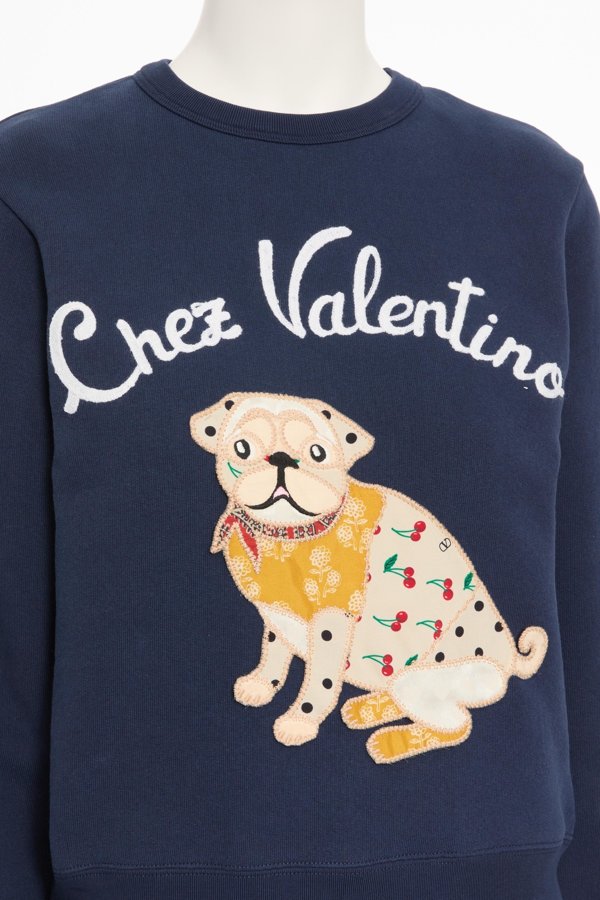 Valentino Dog Design Cotton Sweatshirt In Blue