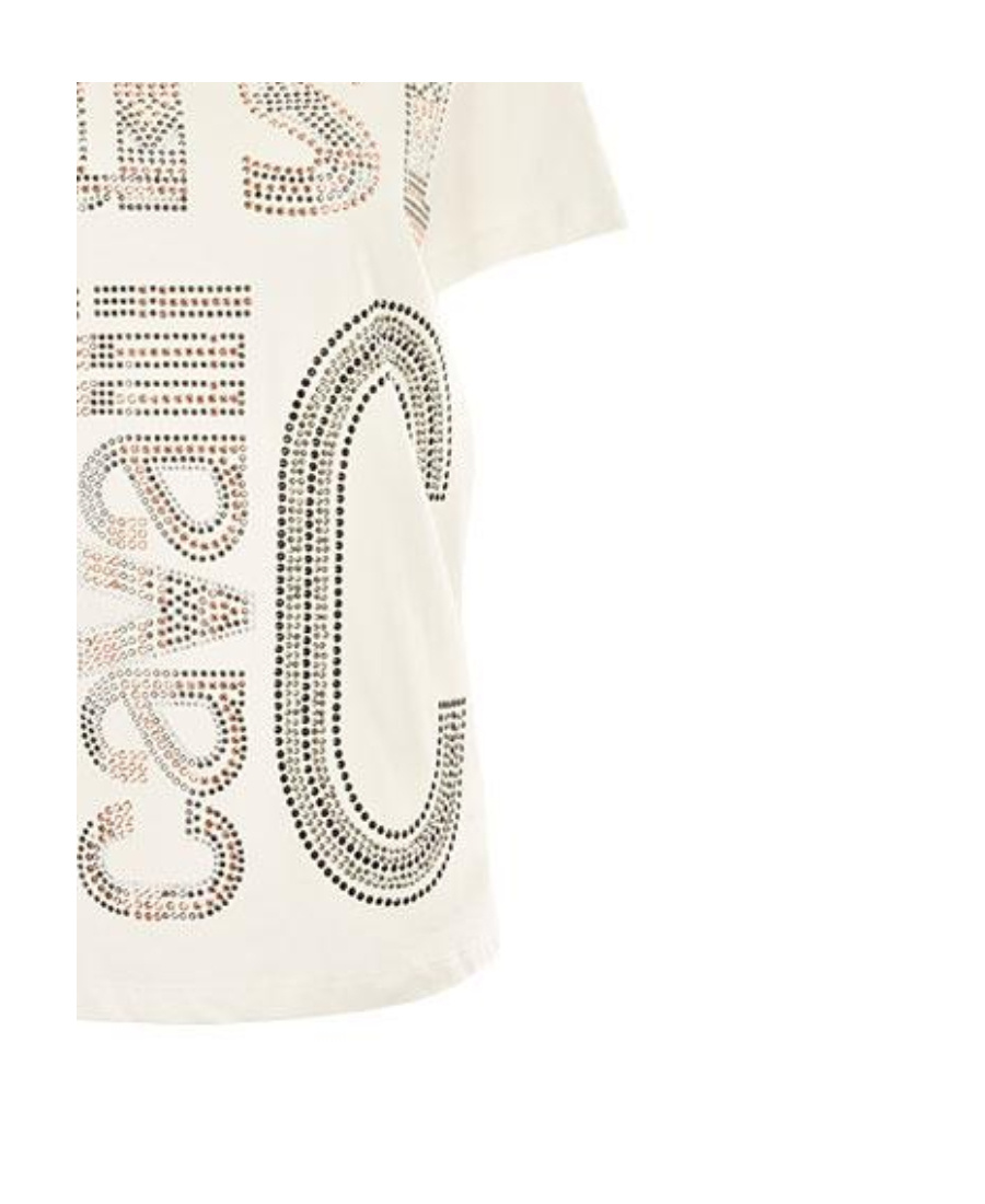 Just Cavalli Letter Hot Diamond Short-sleeved T-shirt In White