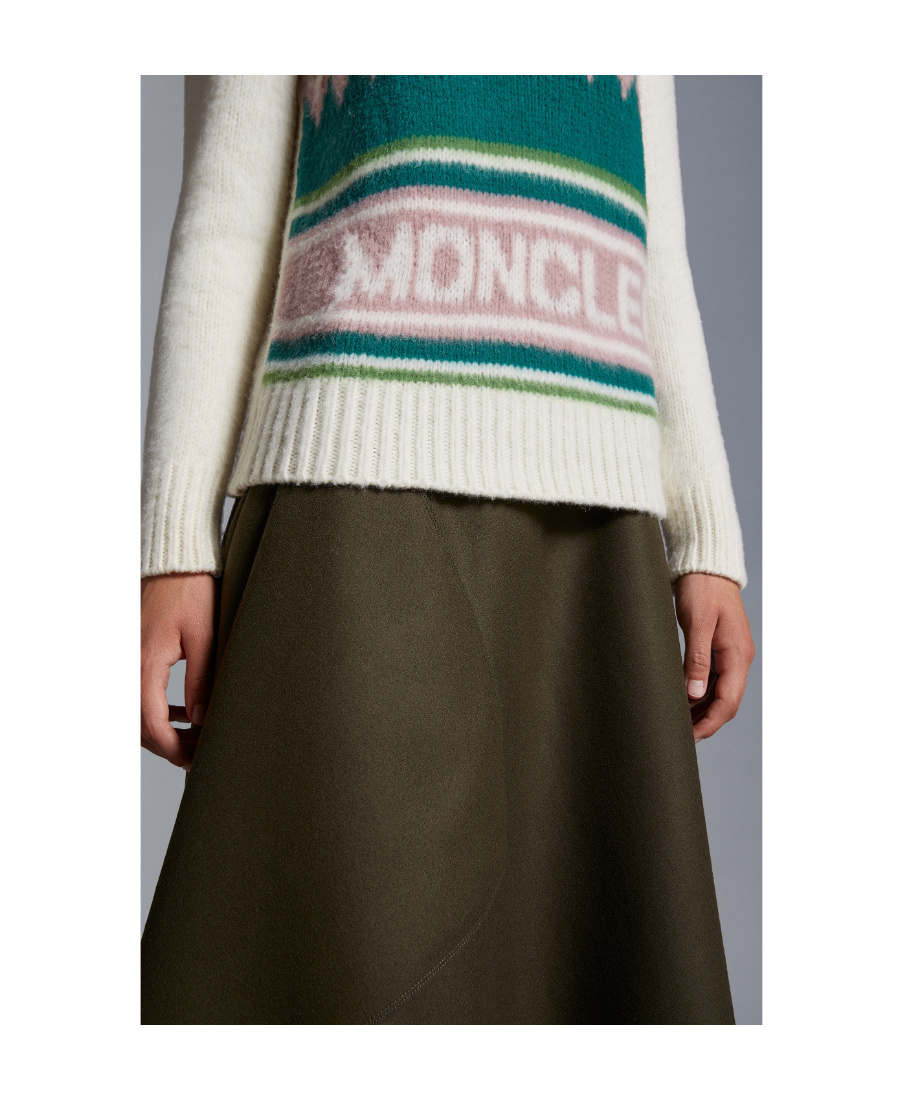 Moncler Dolcevita Intarsia Wool Turtleneck Sweater In Nude