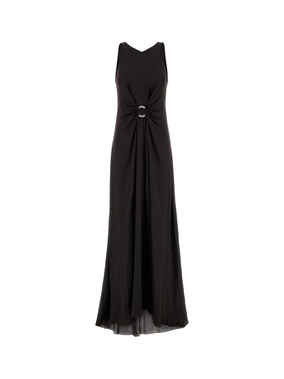 Giorgio Armani Beaded-ring Silk Georgette Backless Gown In Black