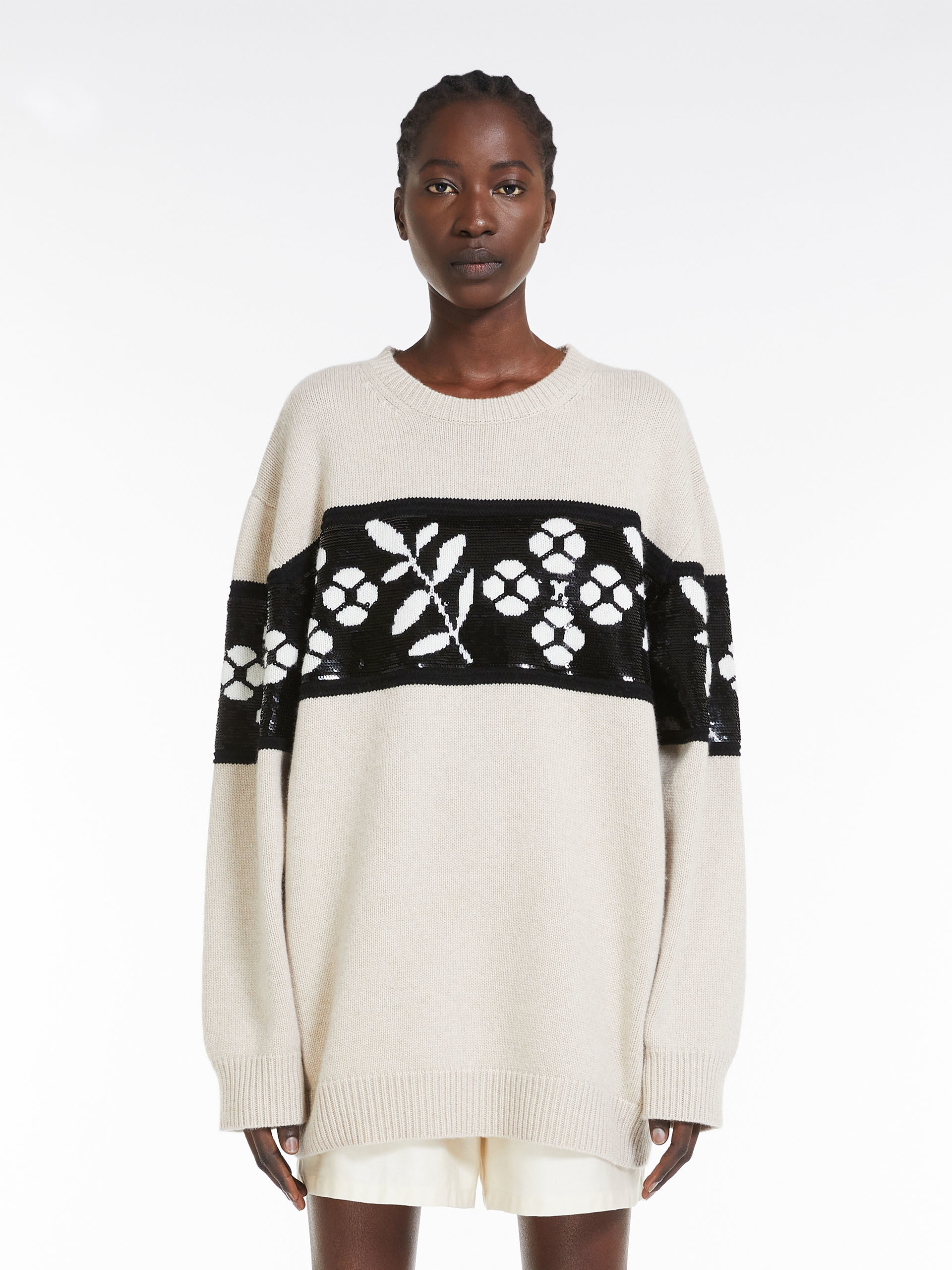 Max Mara Wool Cashmere Round Neck Sweater In Nude
