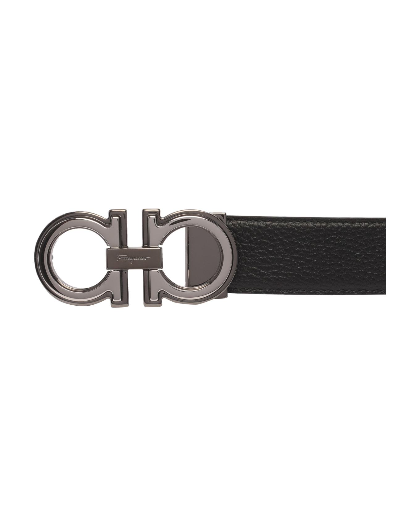 Ferragamo Men Reversible Leather Belt In Black