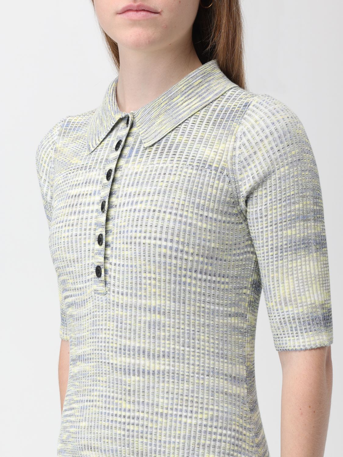 Proenza Schouler Ribbed Texture Midi Length Short Sleeves Dress In White
