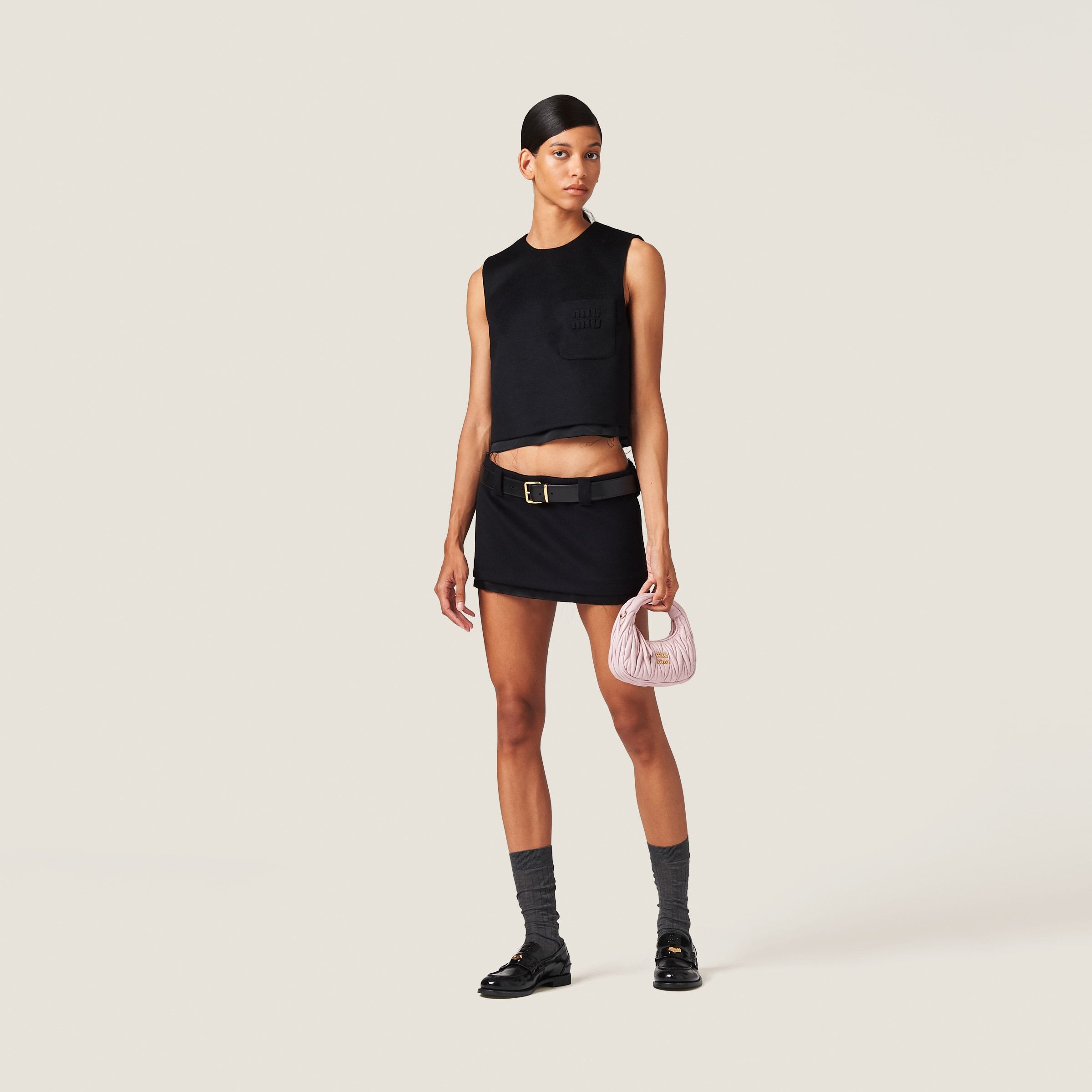 Shop Miu Miu Velour Miniskirt In Black