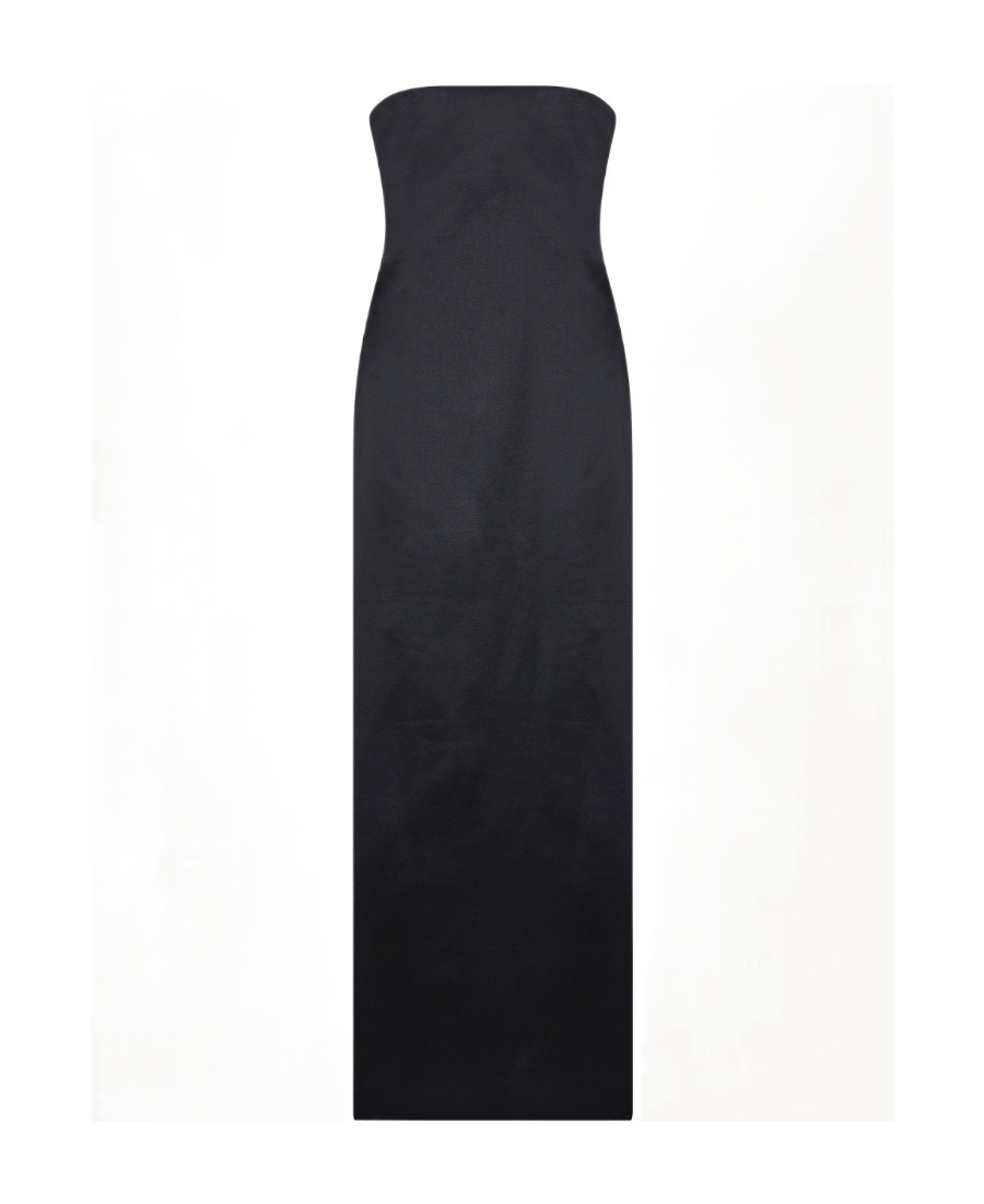 The Row A Long Strapless Dress In Black