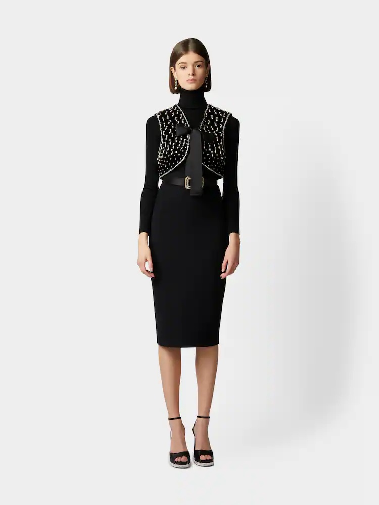 Roger Vivier Beaded Short Vest In Black
