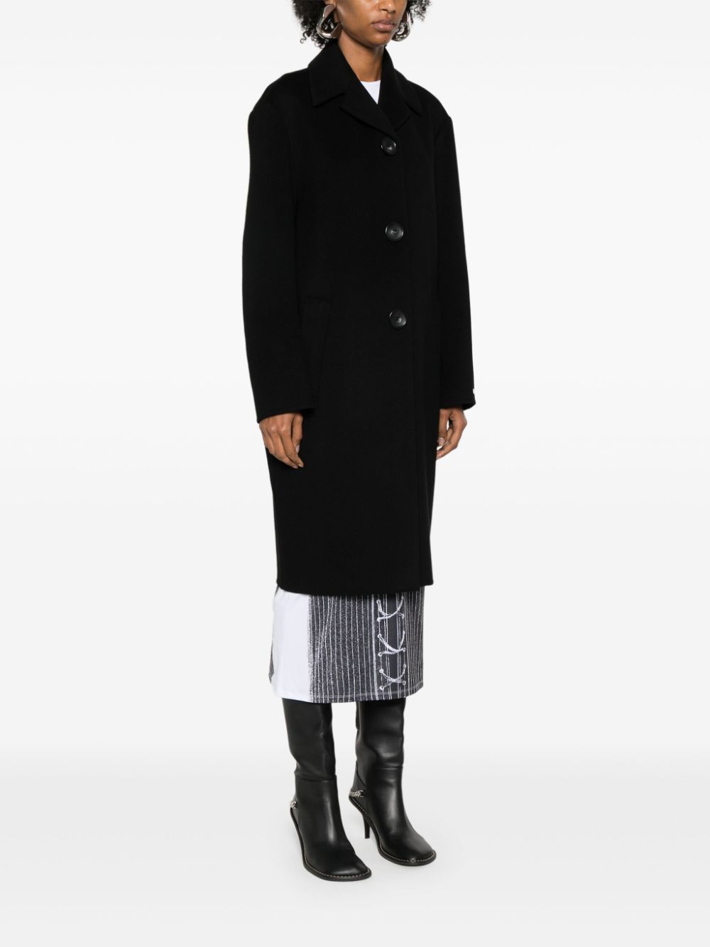 Sportmax Fiuggi Virgin Wool Coat In Black