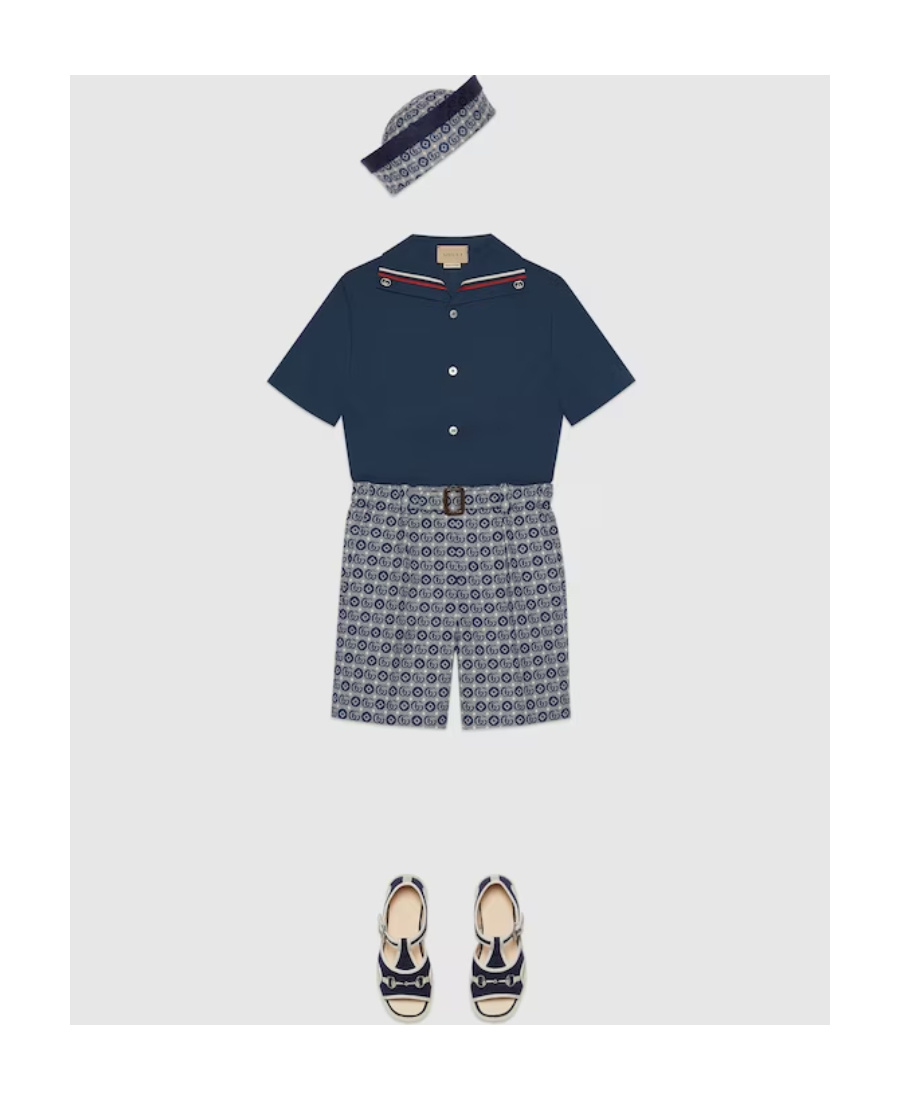 Gucci Double G Cotton Shorts In Gray