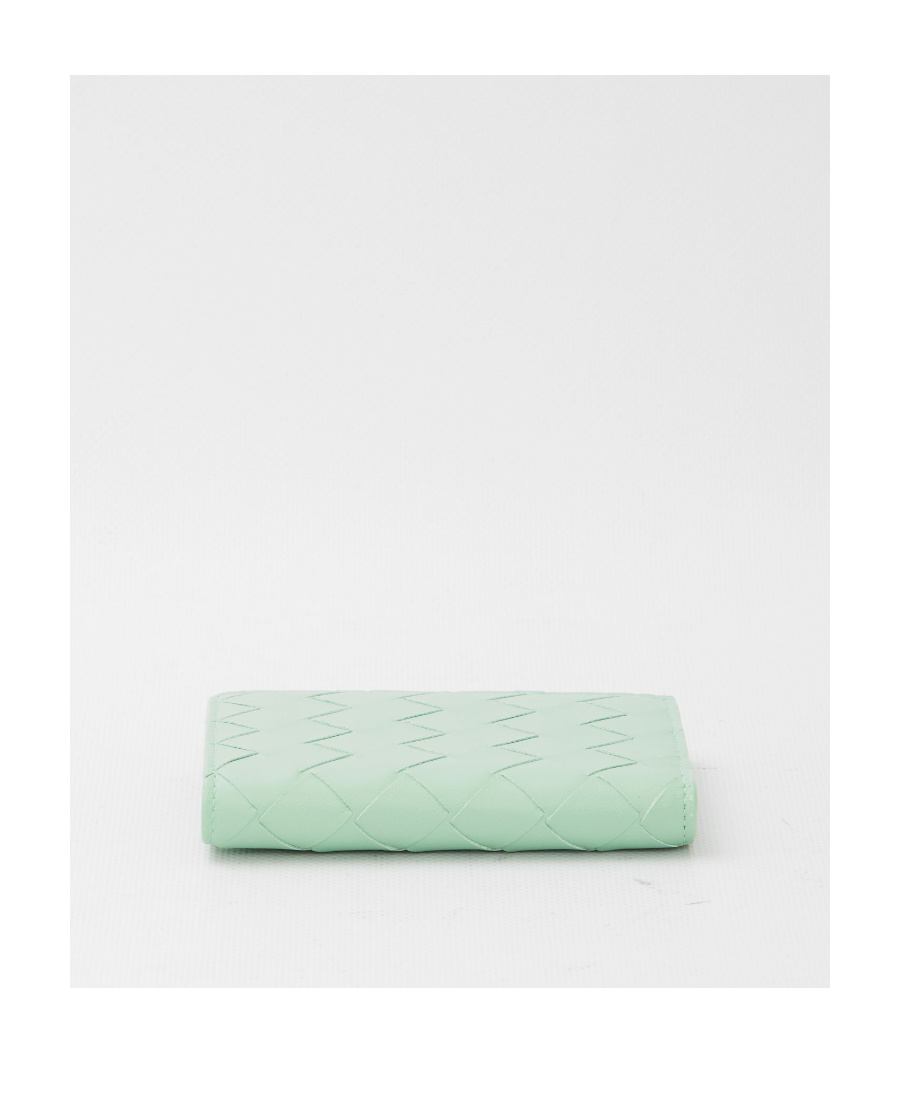 Bottega Veneta Small Woven Zipper Wallet In Green