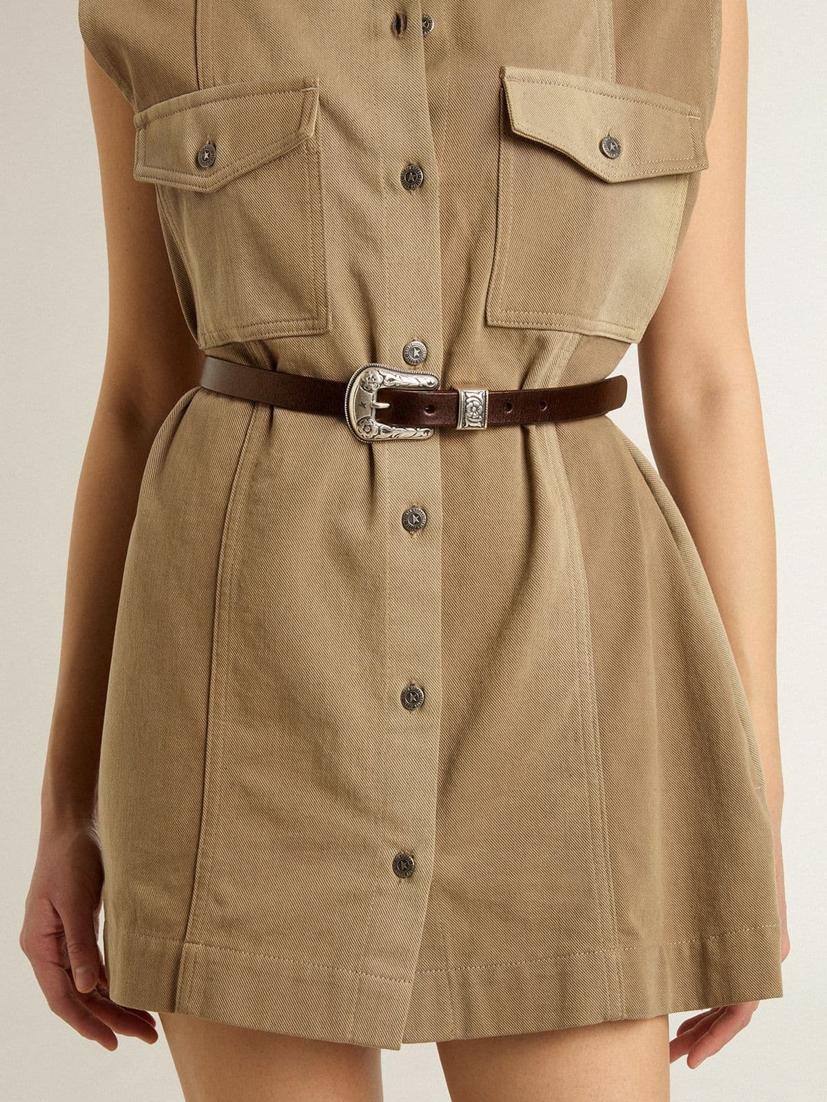 Golden Goose Brown Vita Embellished Buckle Belt In Brown