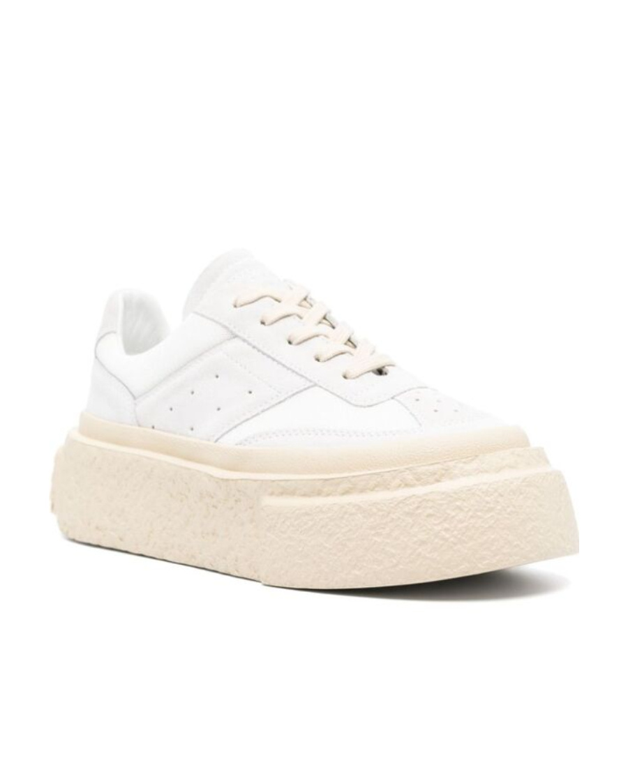 Shop Mm6 Maison Margiela Numbers-motif Leather Sneakers In White