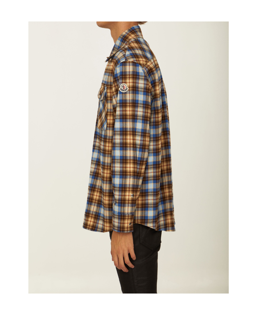 Moncler Checked Long Sleeve Cotton Shirt In Multicolor