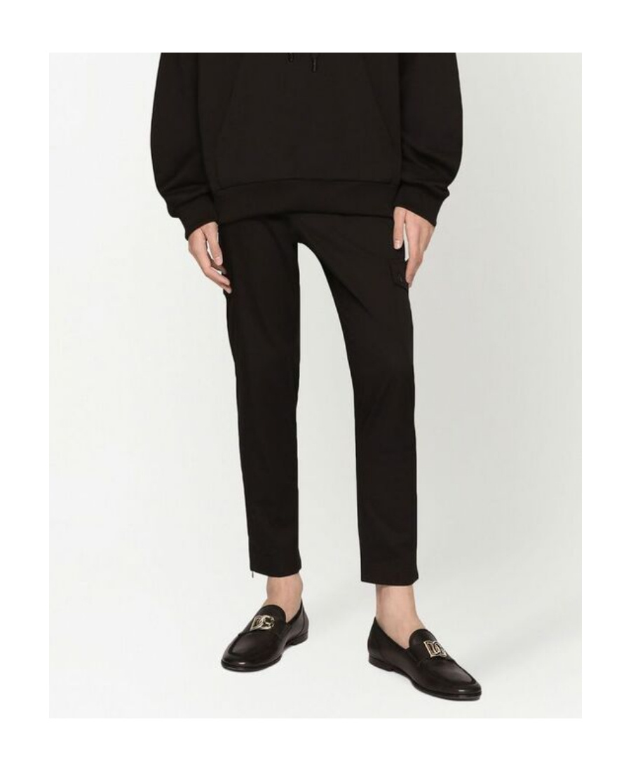 Dolce & Gabbana Cotton Cargo Pants With Branded Tag In Black
