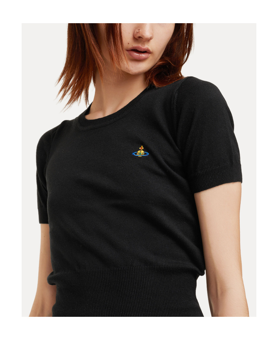 VIVIENNE WESTWOOD ORB-EMBROIDERED COTTON-CASHMERE KNIT TOP