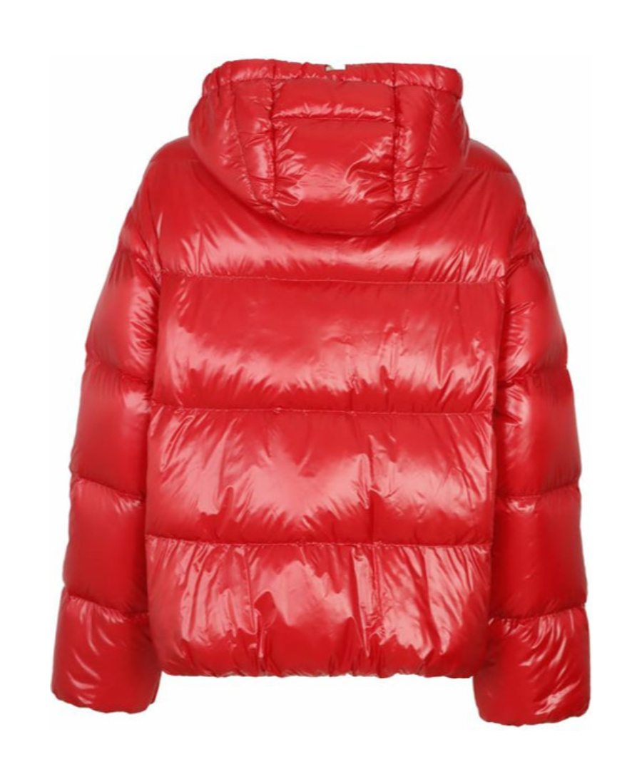 Herno Drawstring Hood Feather-down Jacket In Red