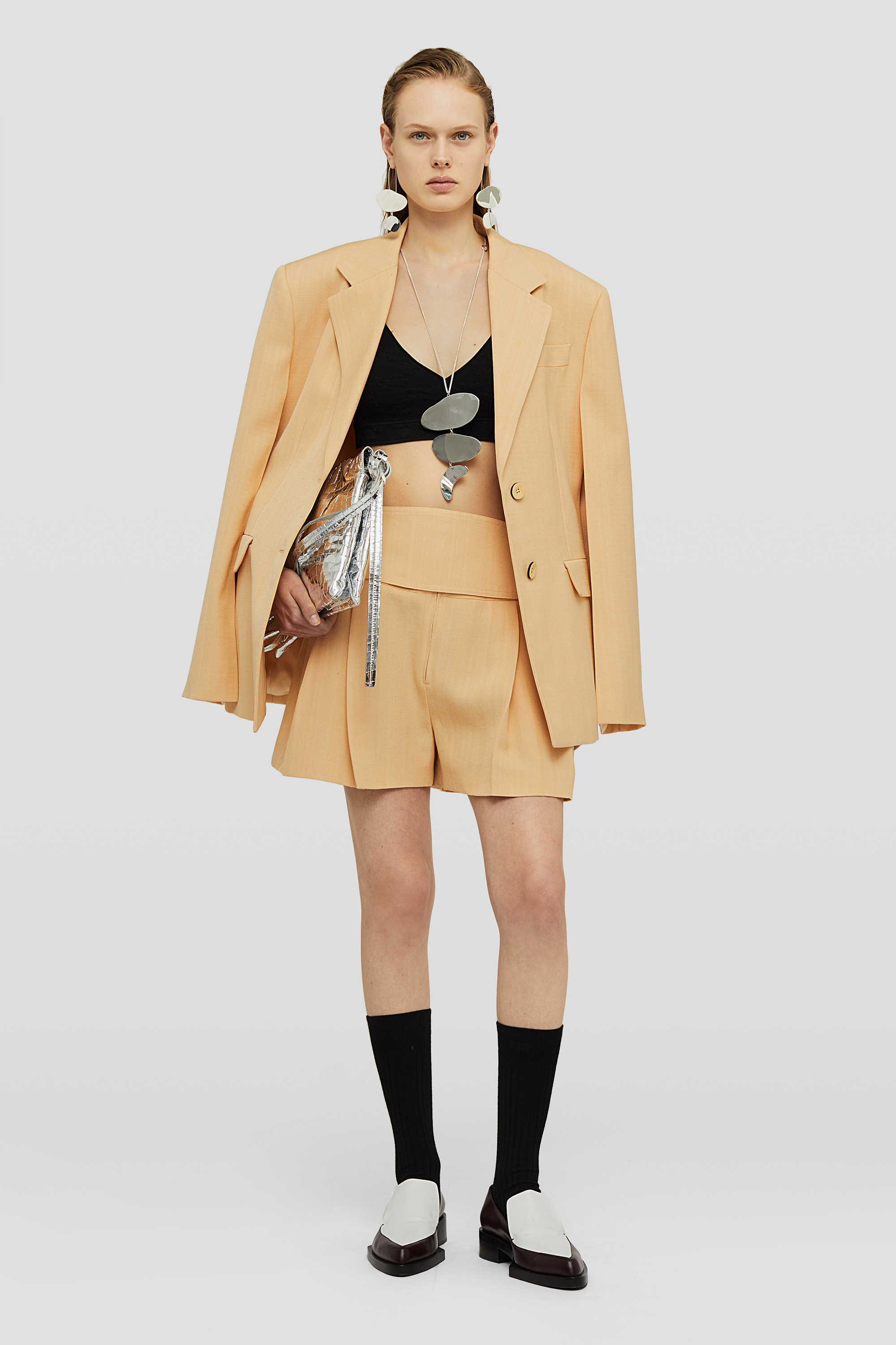 Jil Sander Single-breasted Crepe Blazer In Nude