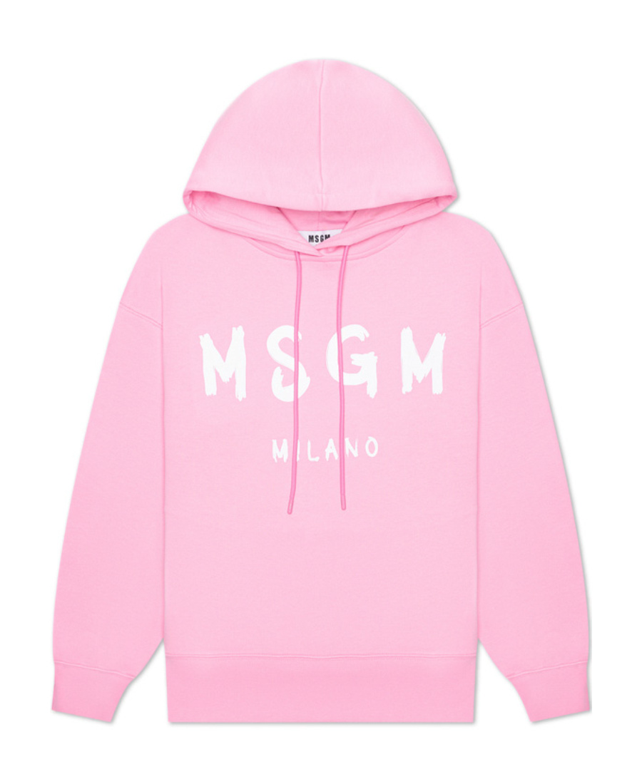 Msgm Logo-print Pullover Hoodie In Pink